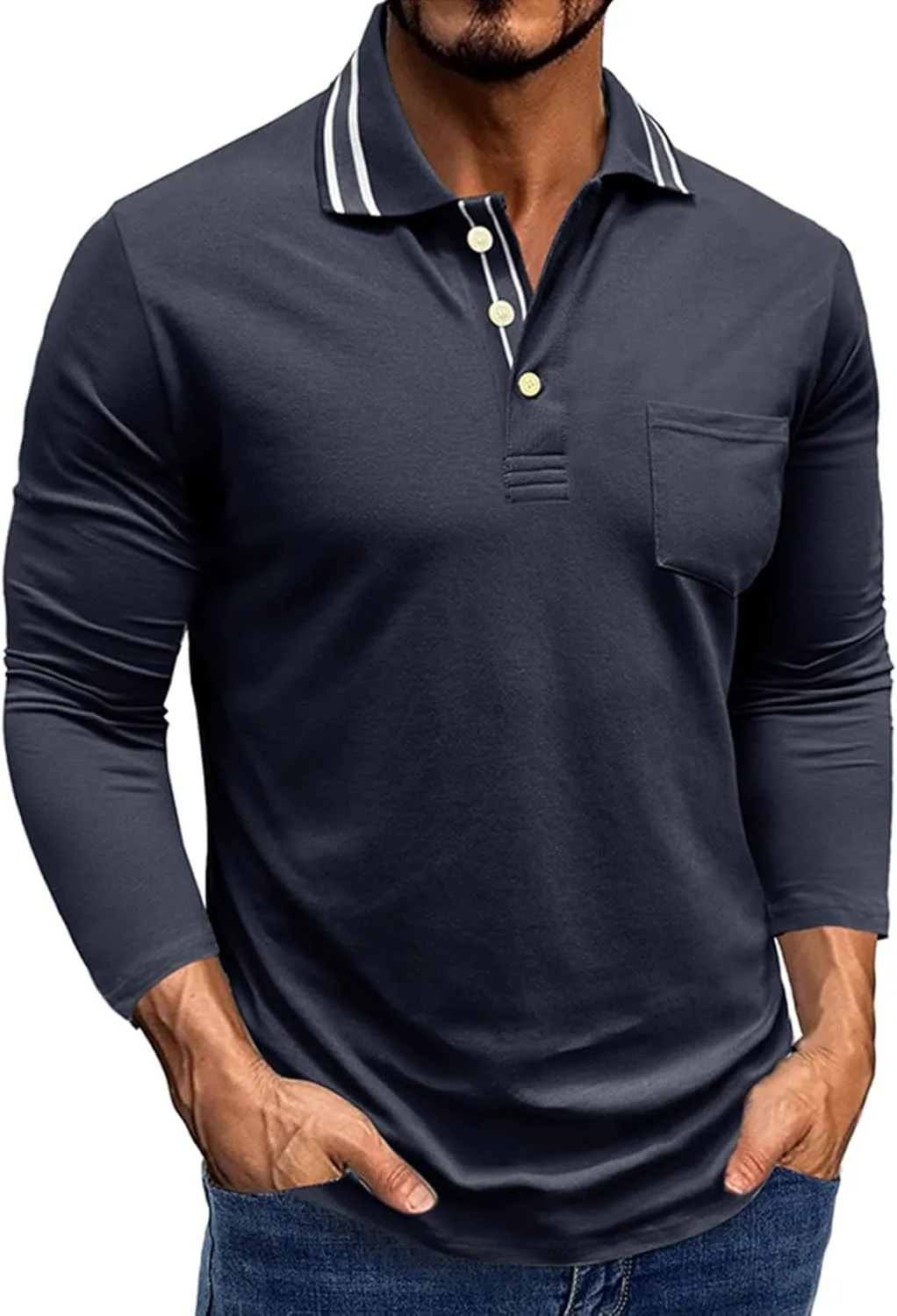 

Длинный рукав поло для мужчин с отложным воротником, легкая и быстросохнущая футболка Thatrich