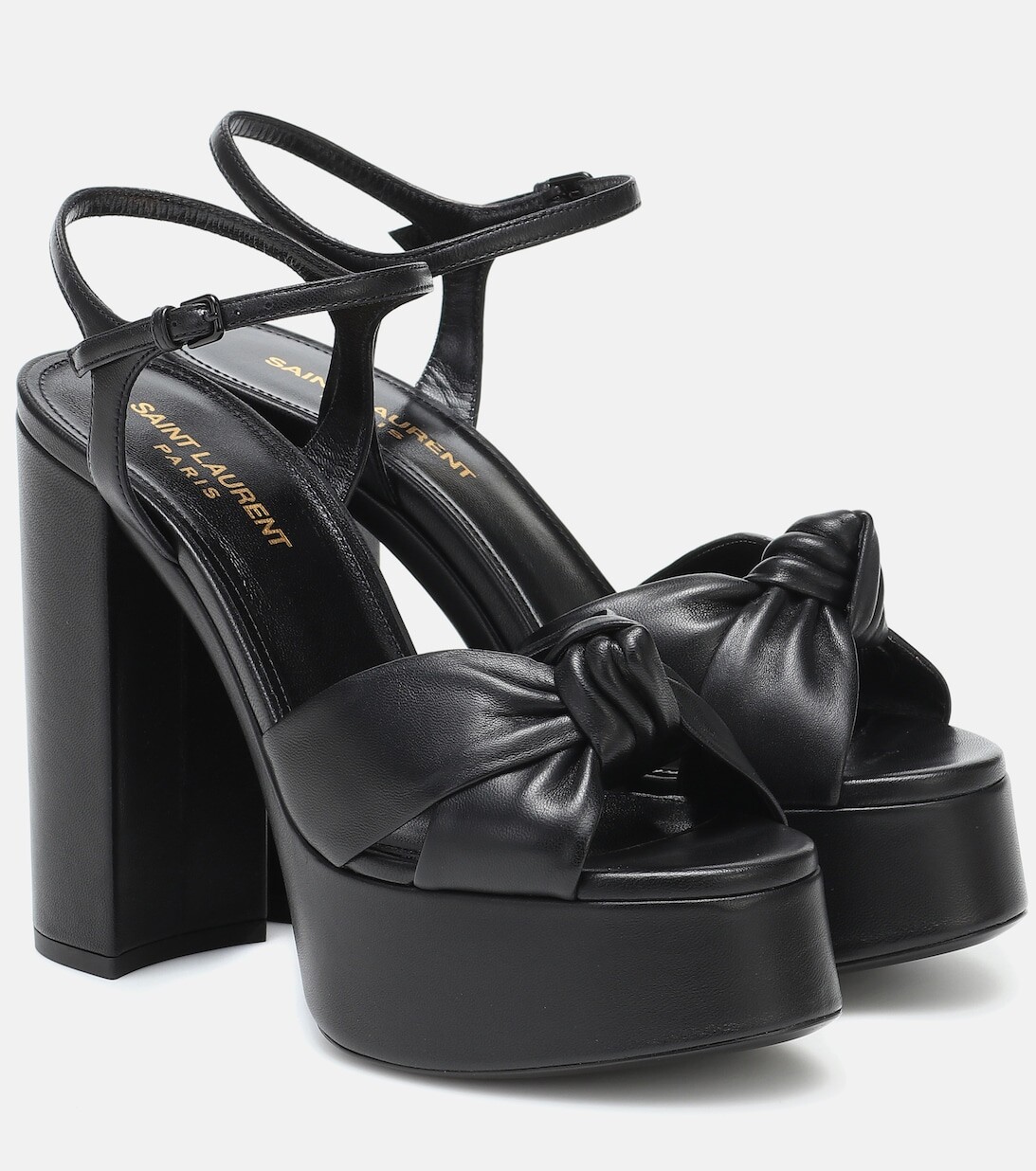 Кожаные босоножки на платформе Bianca 125 Saint Laurent, черный