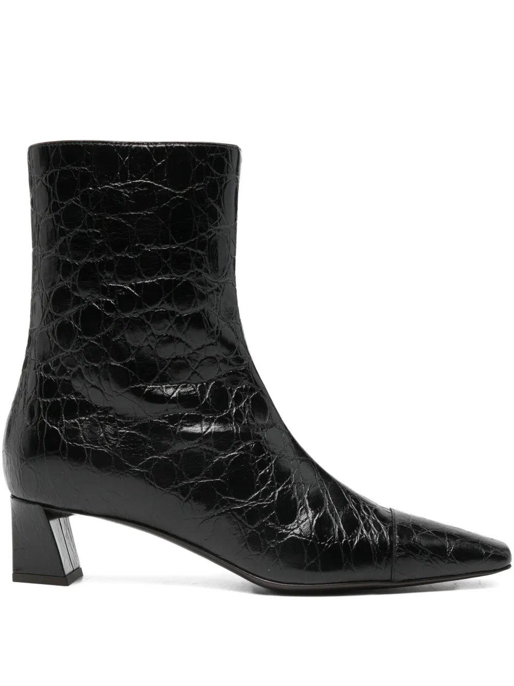 Ботильоны на блочном каблуке с тиснением под крокодила Giuseppe Zanotti, черный