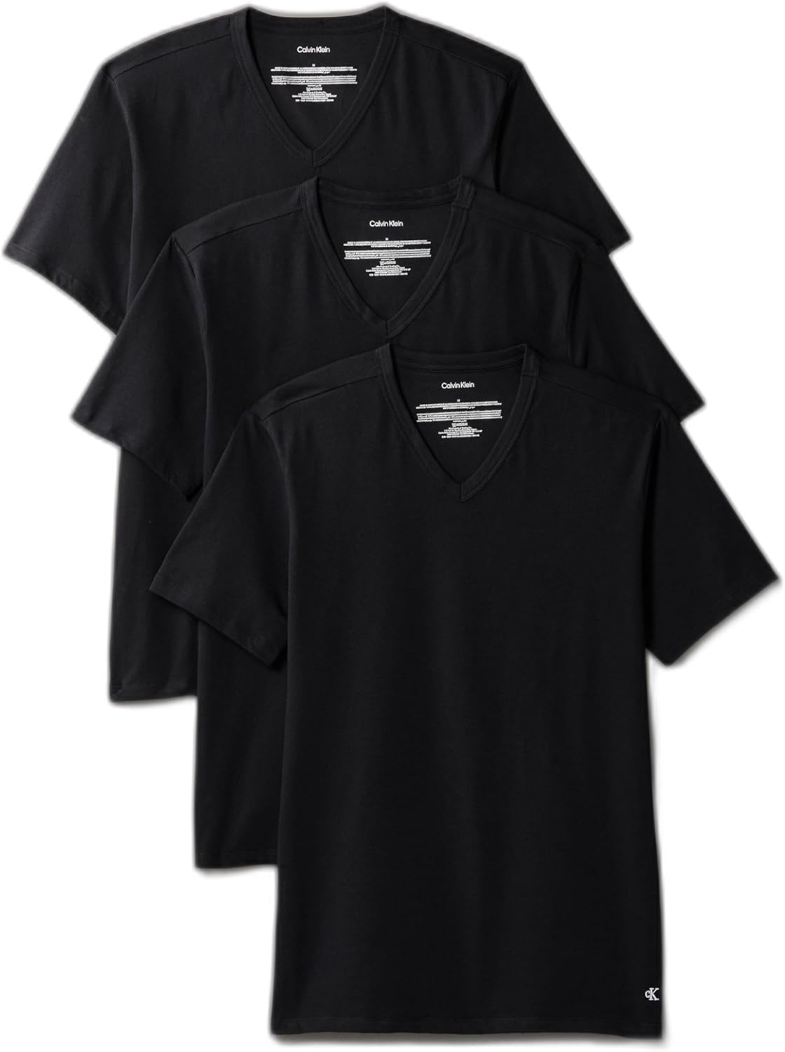

Комплект из 3 мужских нижних маек Calvin Klein из хлопка и эластичной ткани, 3 Black Vneck
