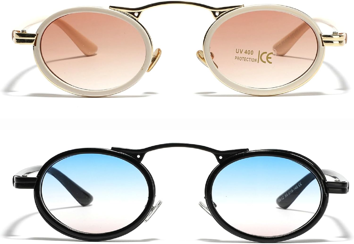 

Модные маленькие овальные женские солнцезащитные очки с градиентным покрытием UV400, ретро, ​​сине-коричневые, мужские трендовые панк-солнцезащитные очки mincl, 2pcs-brown&blue
