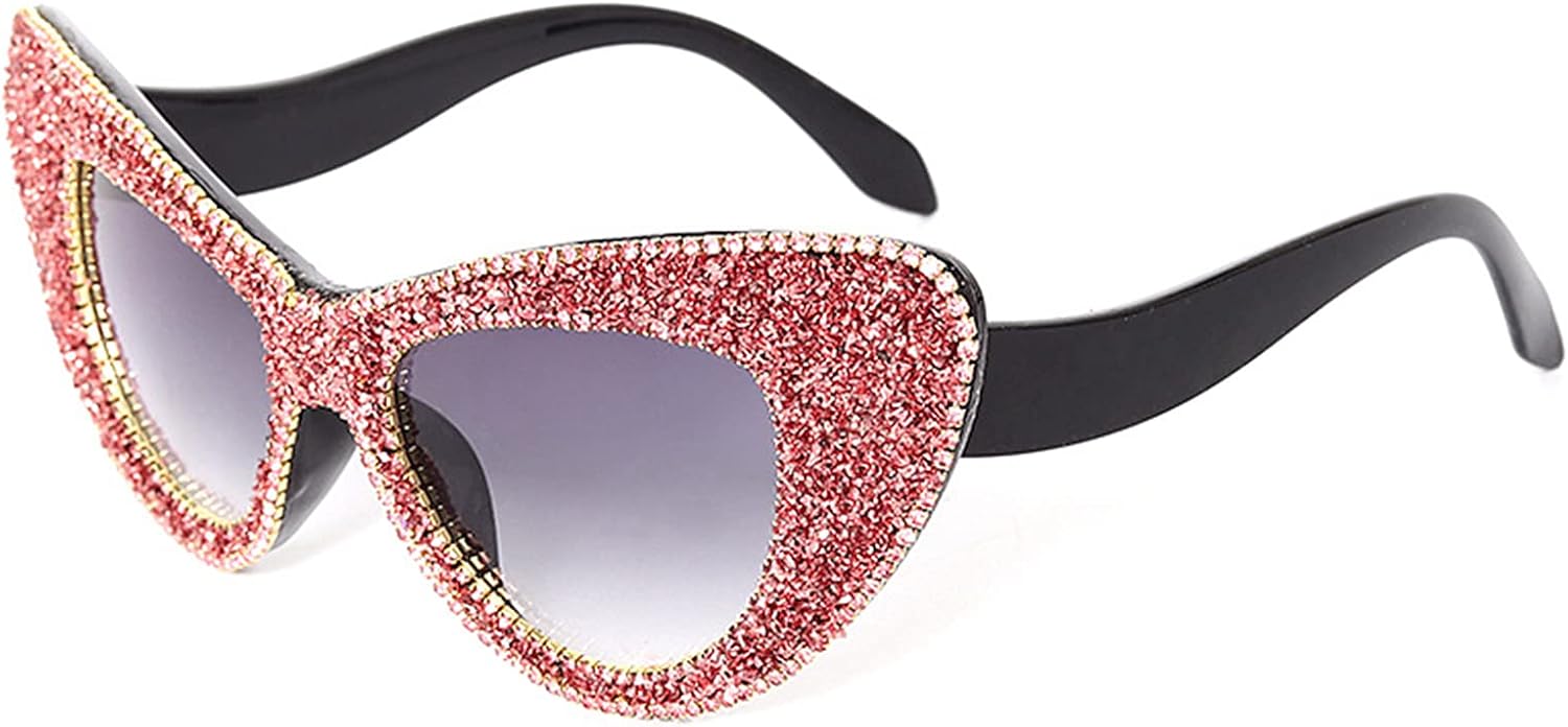 

Willochra — большие солнцезащитные очки с бриллиантами для женщин, очки «кошачий глаз» со стразами, винтажные мужские солнцезащитные очки для вечеринок с блестками, Pink