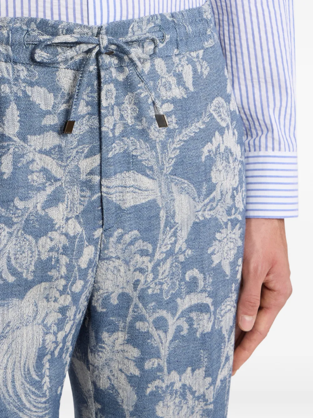 Жаккардовые брюки с цветочным узором Etro, синий — фото 4