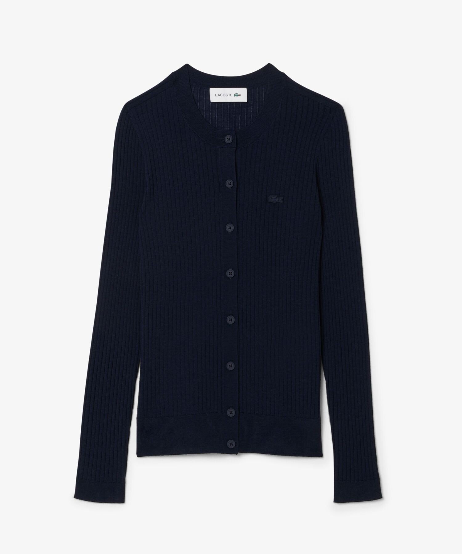 Кардиган LACOSTE 3D вязаный из мериносовой шерсти, Navy — фото 3