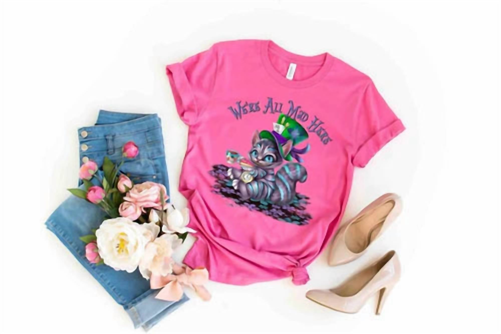 

Женская футболка All Mad Here розового цвета Midwest Tees