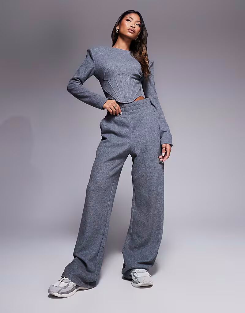 

Корсетный топ с длинными рукавами и подкладкой Constance Wanderdoll, темно-серый