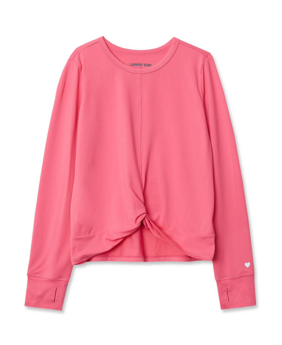 

Детский спортивный топ с длинными рукавами и перекрученной юбкой Lands' End, Hot pink