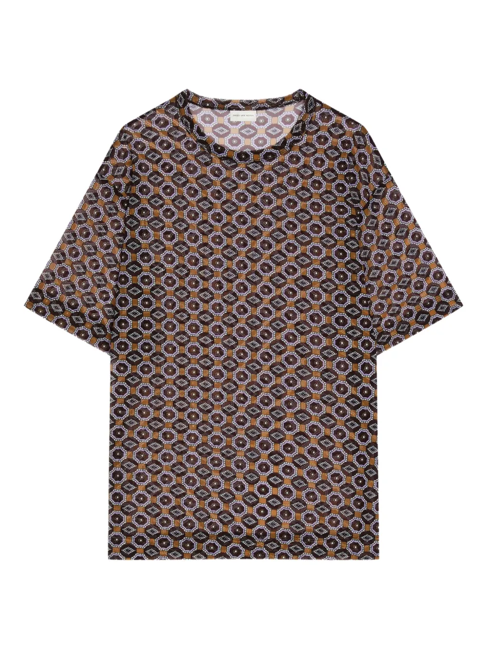 

Полупрозрачный топ с графичным принтом DRIES VAN NOTEN, коричневый
