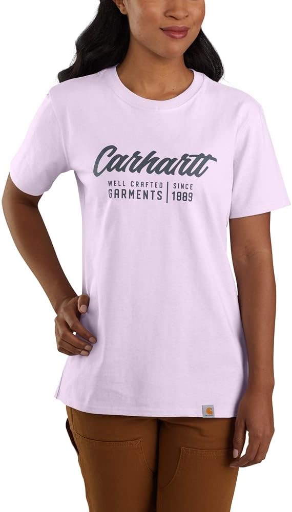 

Carhartt Women's 105262 футболка с принтом, свободный крой, тяжелый хлопок, короткий рукав, Amethyst Fog