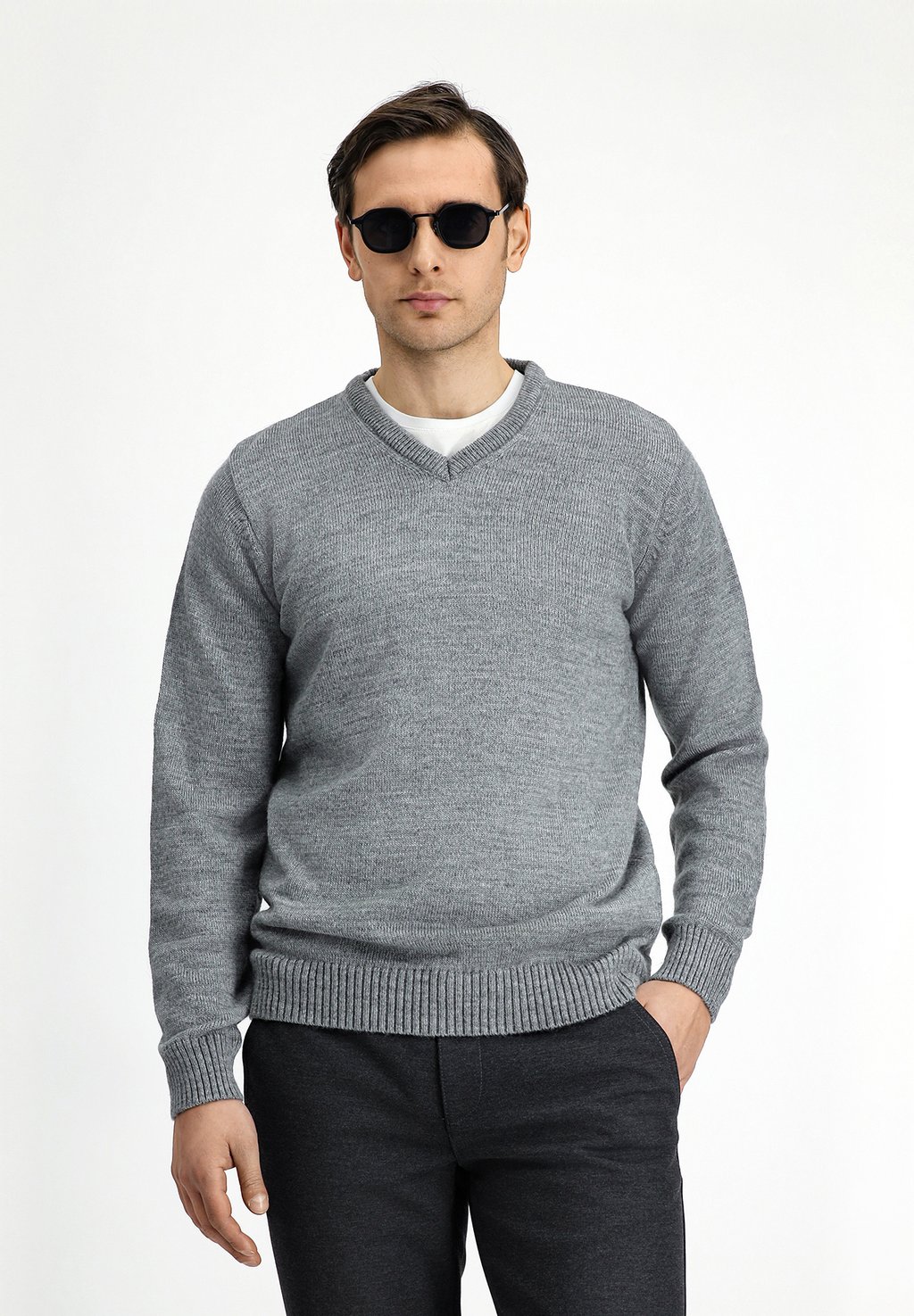 

Джемпер V NECK REGULAR FIT Kigili, металлик серый