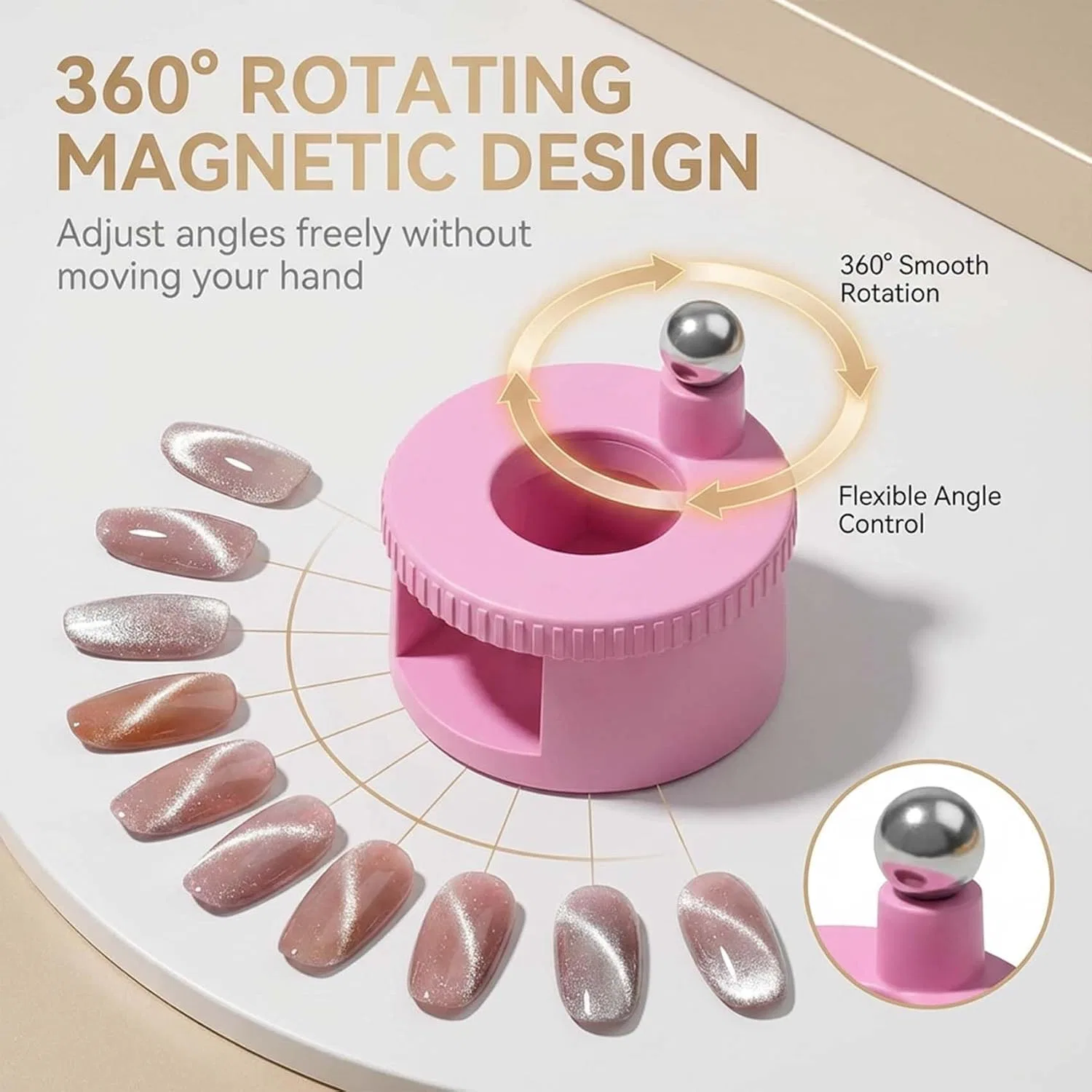 Вращающийся магнит для эффекта «кошачий глаз» 360°, розовый Generisch, Pink — фото 2