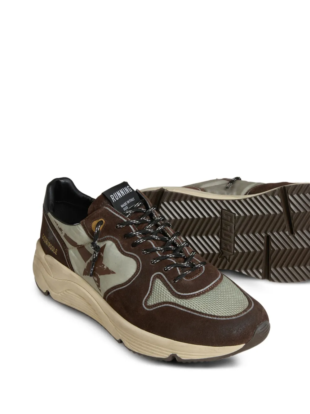 Кроссовки Running Sole из замши Golden Goose, коричневый — фото 4