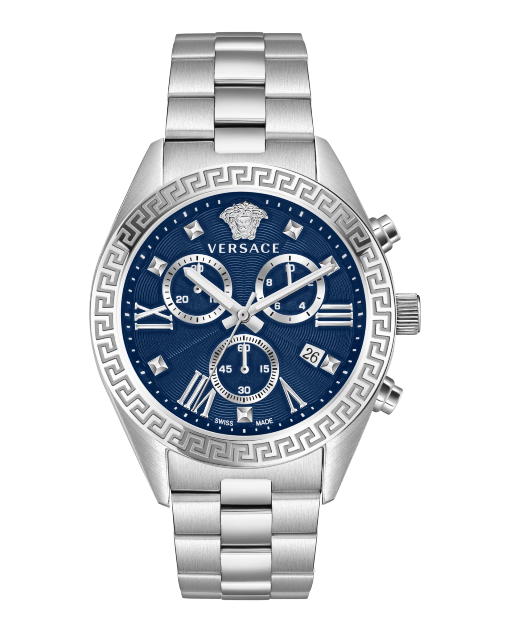 

Часы Greca Chrono Versace, цвет silver/stainless steel/blue