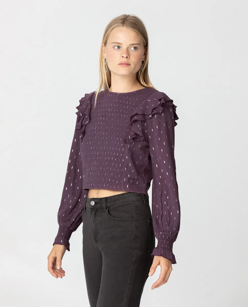 

Блуза женская с длинными рукавами и рюшами Noon, фиолетовый