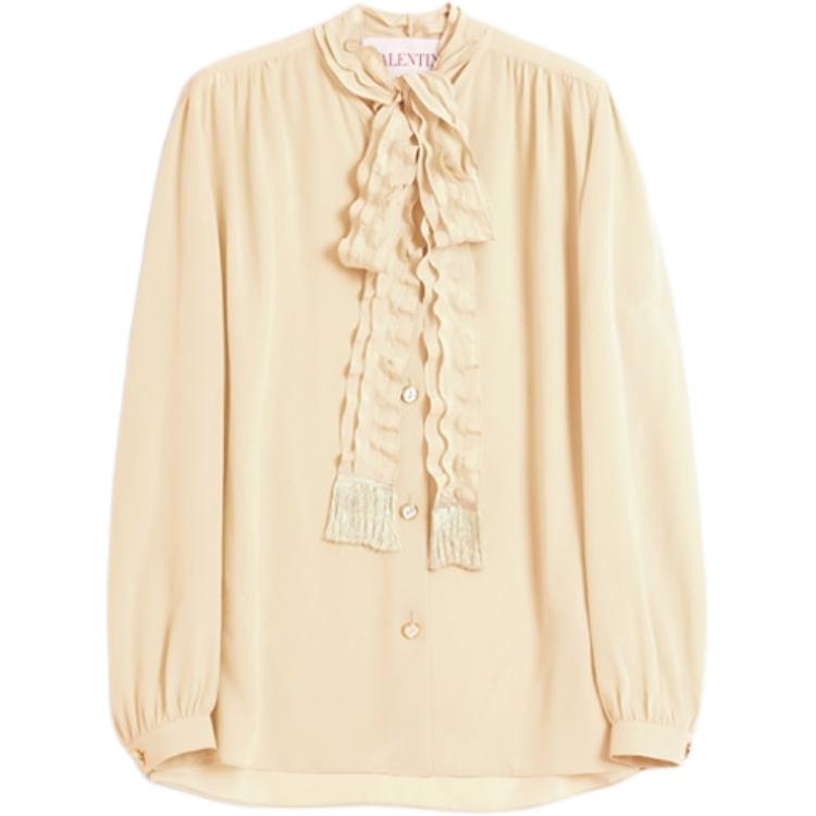

Футболка Valentino с рюшами и прямым подолом, светло-бежевая