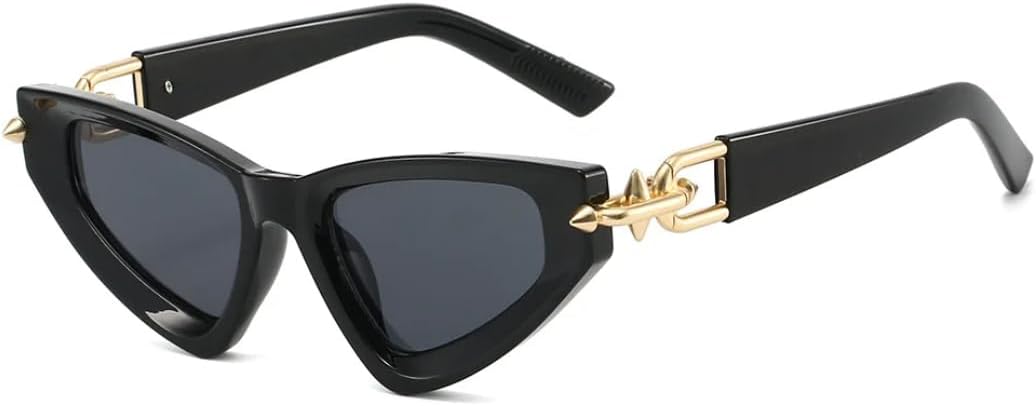 

Женские солнцезащитные очки «кошачий глаз» с градиентным переходом цвета, мужские очки треугольной формы с металлическим блеском, защита от УФ-излучения UV400 UATXTAU, Black