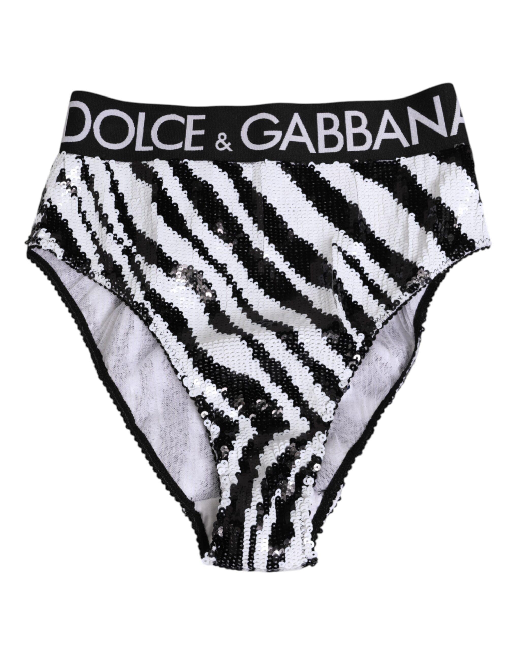 Трусики с высокой талией в черно-белую полоску Dolce & Gabbana, черно-белый