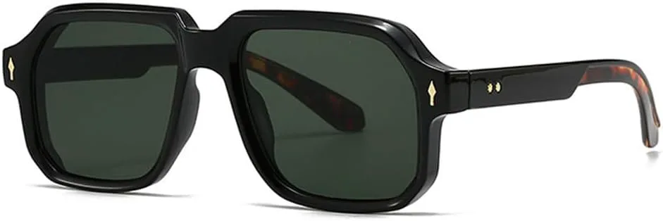 

Винтажные квадратные солнцезащитные очки с заклепками для женщин, солнцезащитные очки UV400 для мужчин, панк-очки, синие солнцезащитные очки WNCKSQ, Black Dark Green