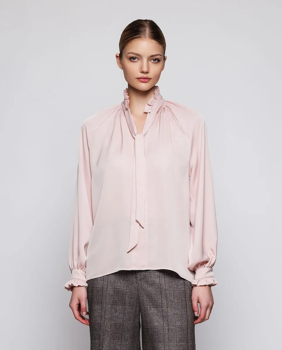 

Женский топ с завязкой, свободного кроя Mirto, светло-розовый