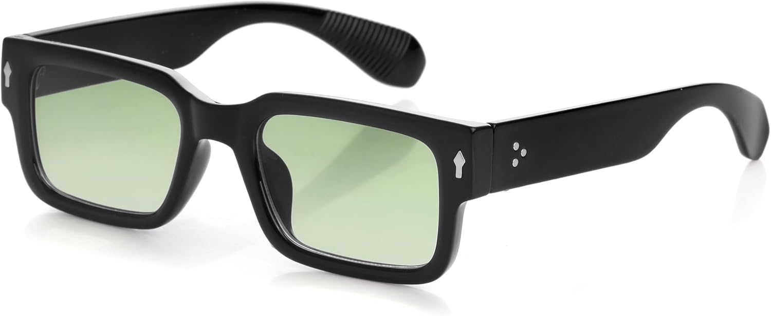 

Солнцезащитные очки Kursan Square Thick Frame Black для мужчин и женщин, модные прямоугольные солнцезащитные очки с защитой от УФ-излучения UV400, 03 Black/Gradient Green