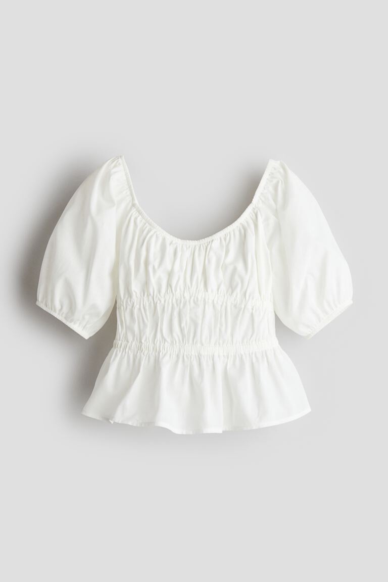 

Блузка с баской из хлопка H&M, белый