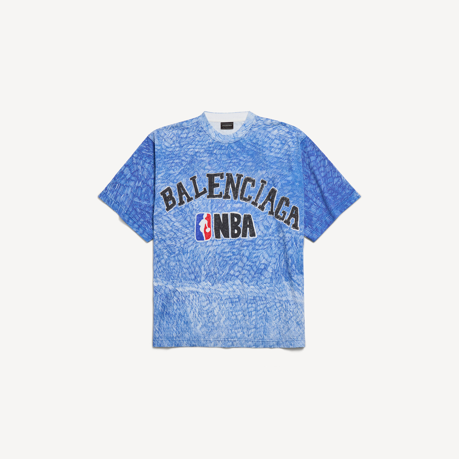 Мужская синяя футболка оверсайз Balenciaga в коллаборации с NBA, голубой
