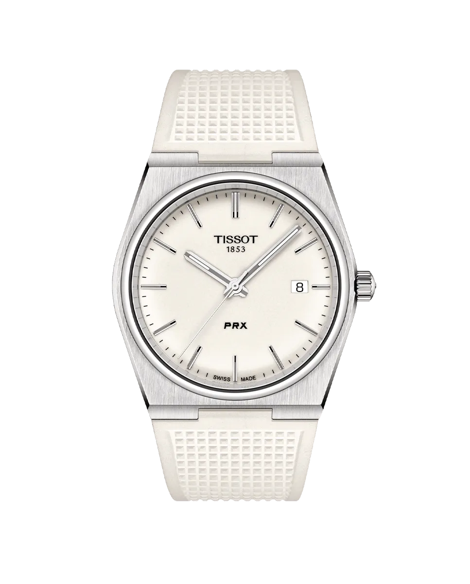 

Мужские часы коллекции PRX с белым силиконовым ремешком Tissot, белый