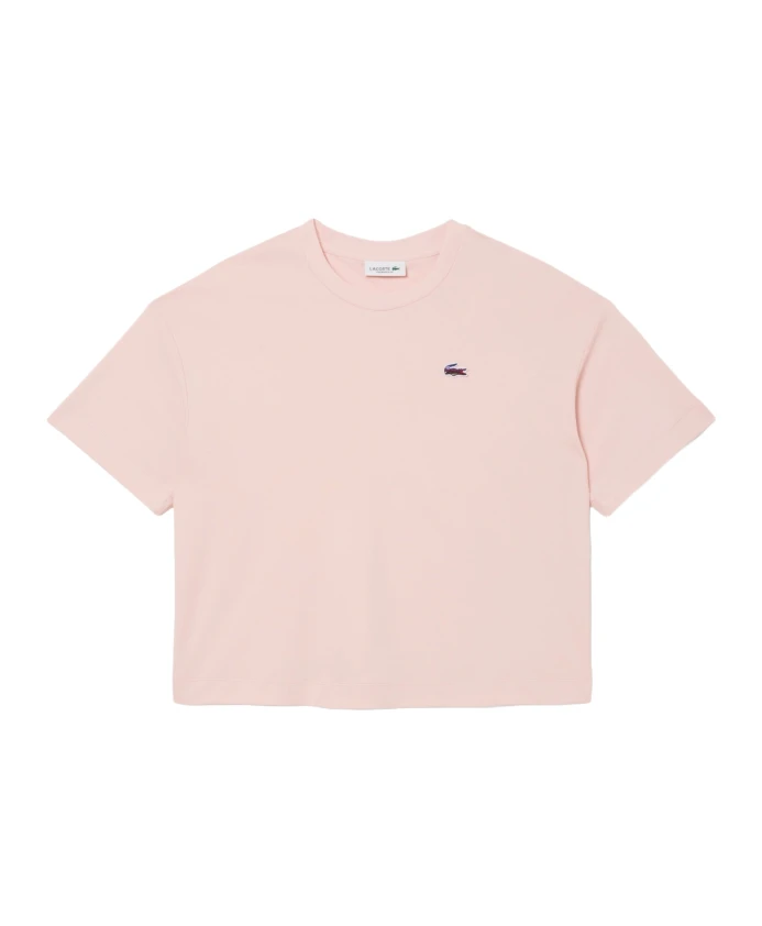 

Футболка с изображением крокодилов, свободного кроя. Lacoste, розовый