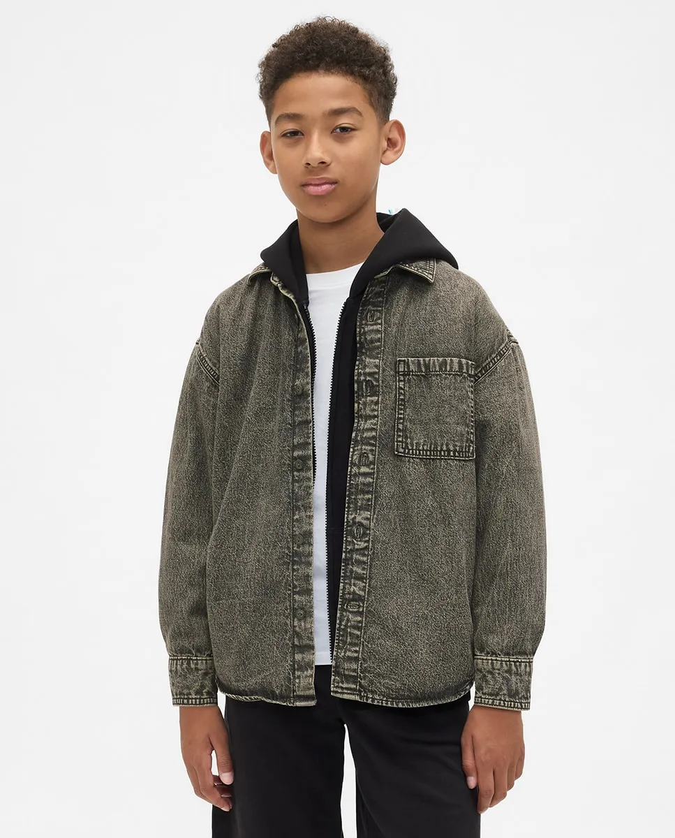 

Джинсовая рубашка для мальчика с длинным рукавом Gap, зеленый