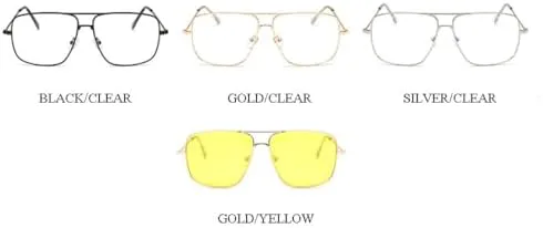 

Квадратная оправа для очков для женщин и мужчин, винтажные солнцезащитные очки из сплава с прозрачными линзами для женщин, очки большого размера MTZJH, Gold-clear