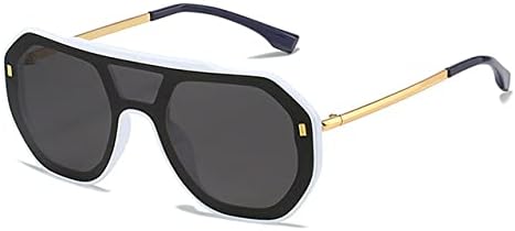 

Солнцезащитные очки Polygon для женщин, ретро-очки с заклепками и градиентными линзами, солнцезащитные очки Polygon для мужчин, цельные солнцезащитные очки MTZJH, White Grey