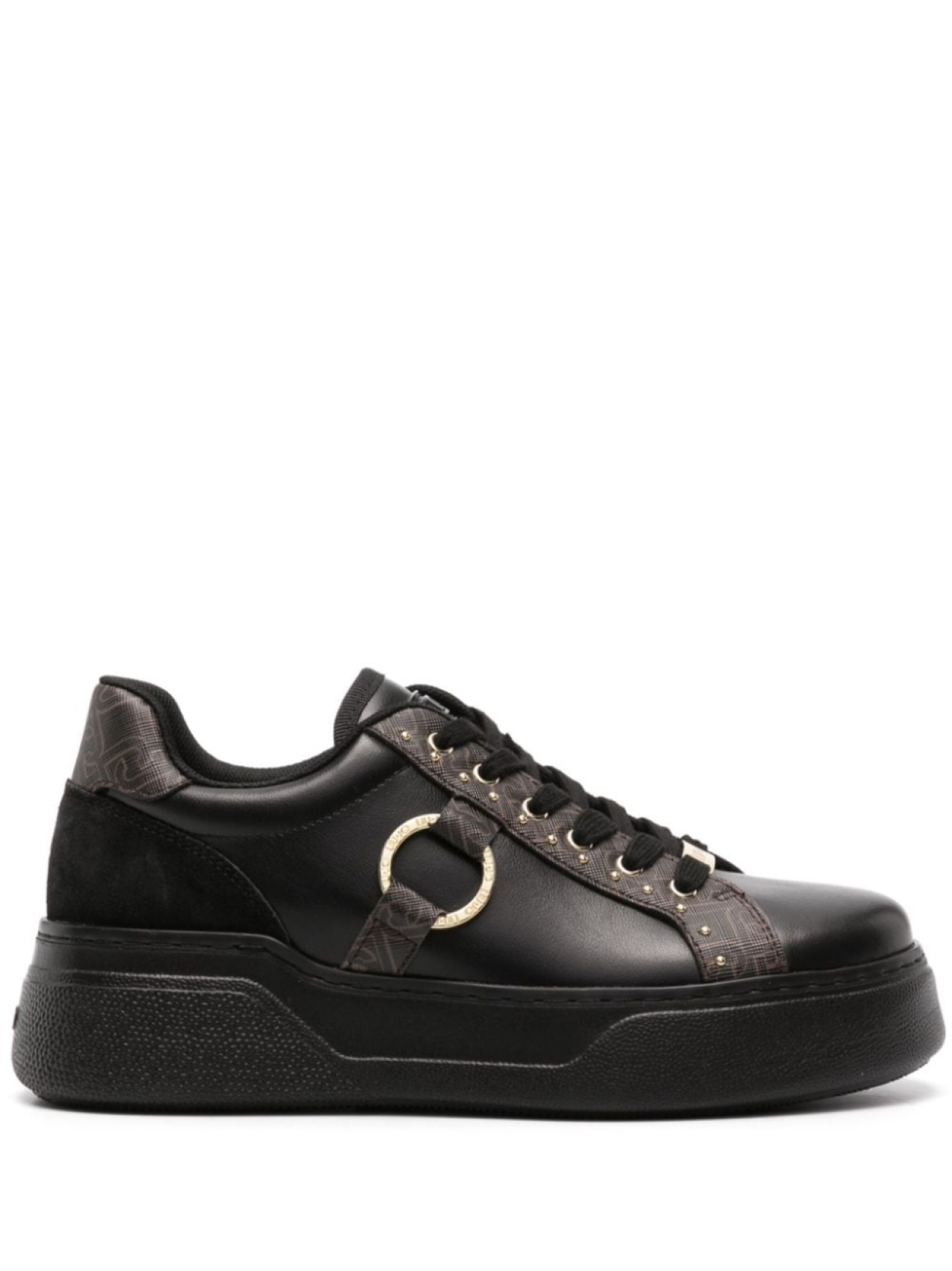 LIU JO ring-detailed monogram-pattern sneakers, черный