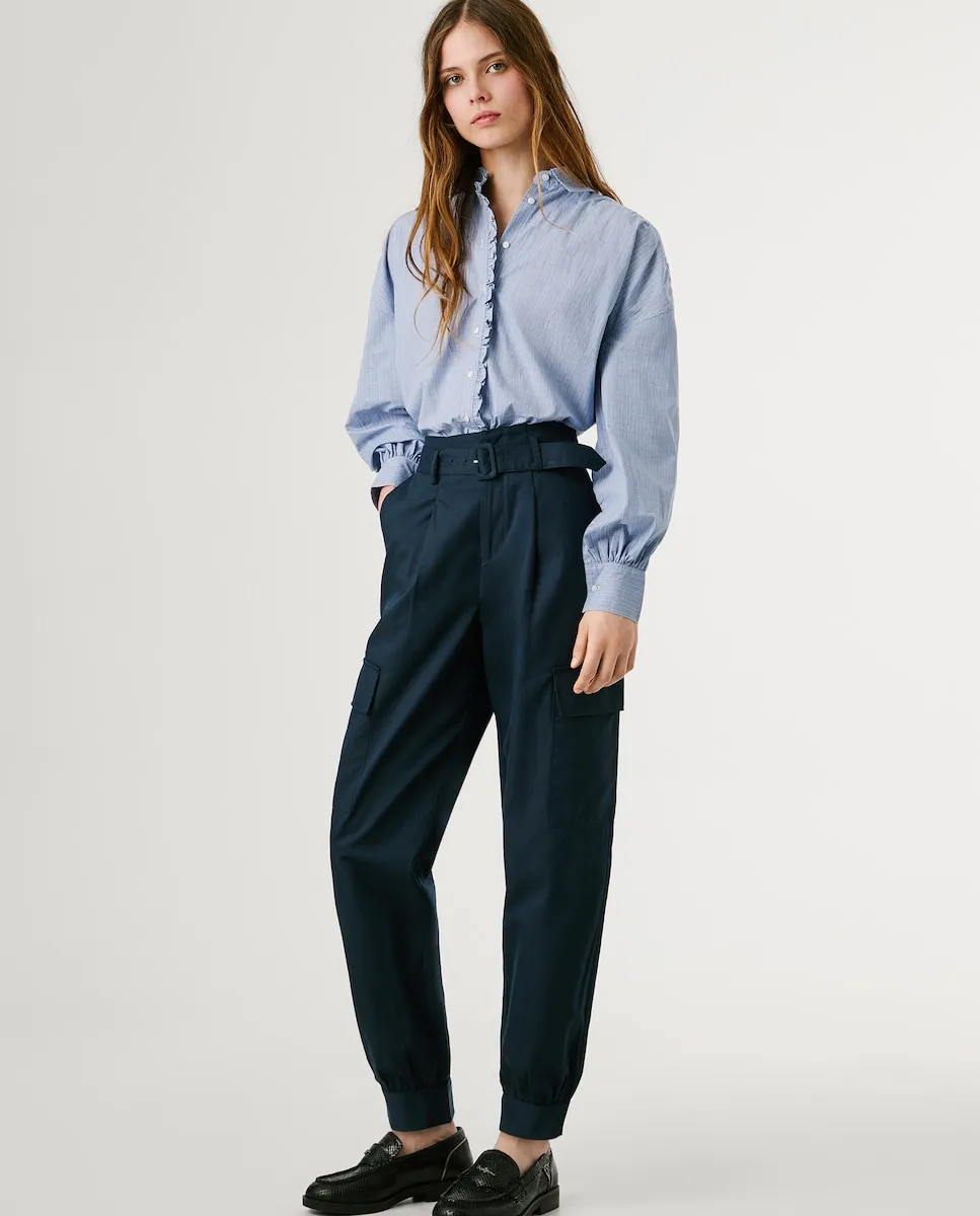 

Женские брюки карго с поясом Pepe Jeans, темно-синий