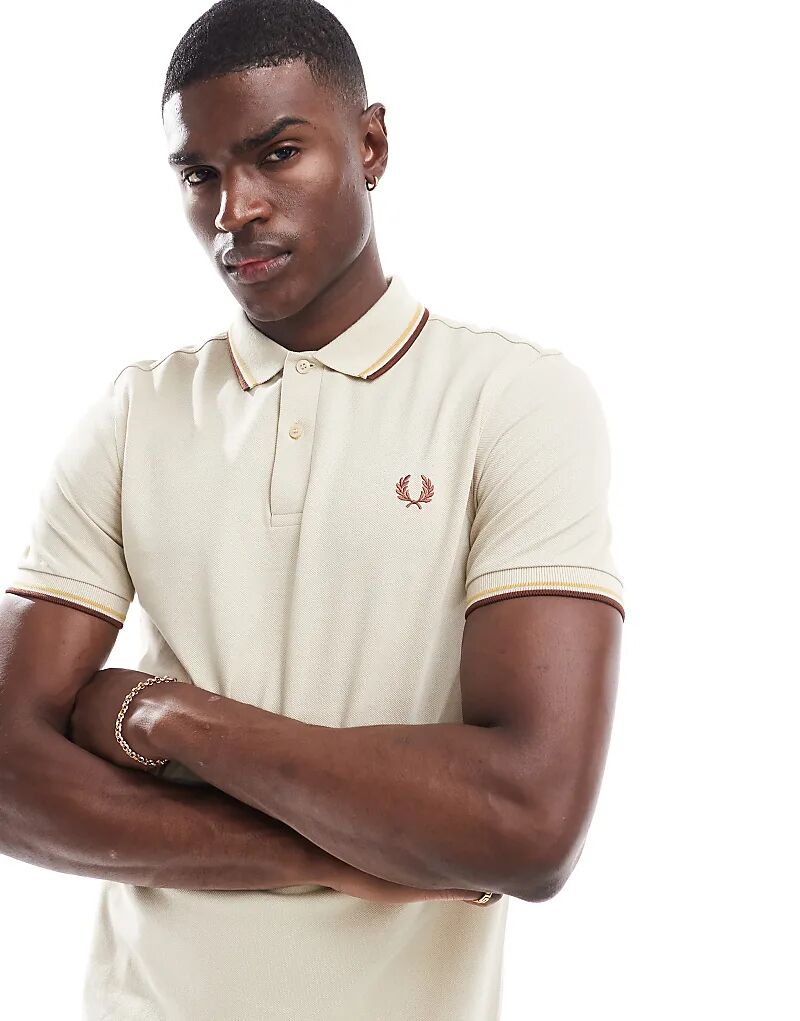 

Рубашка поло с двойным кантом бежевого цвета Fred Perry