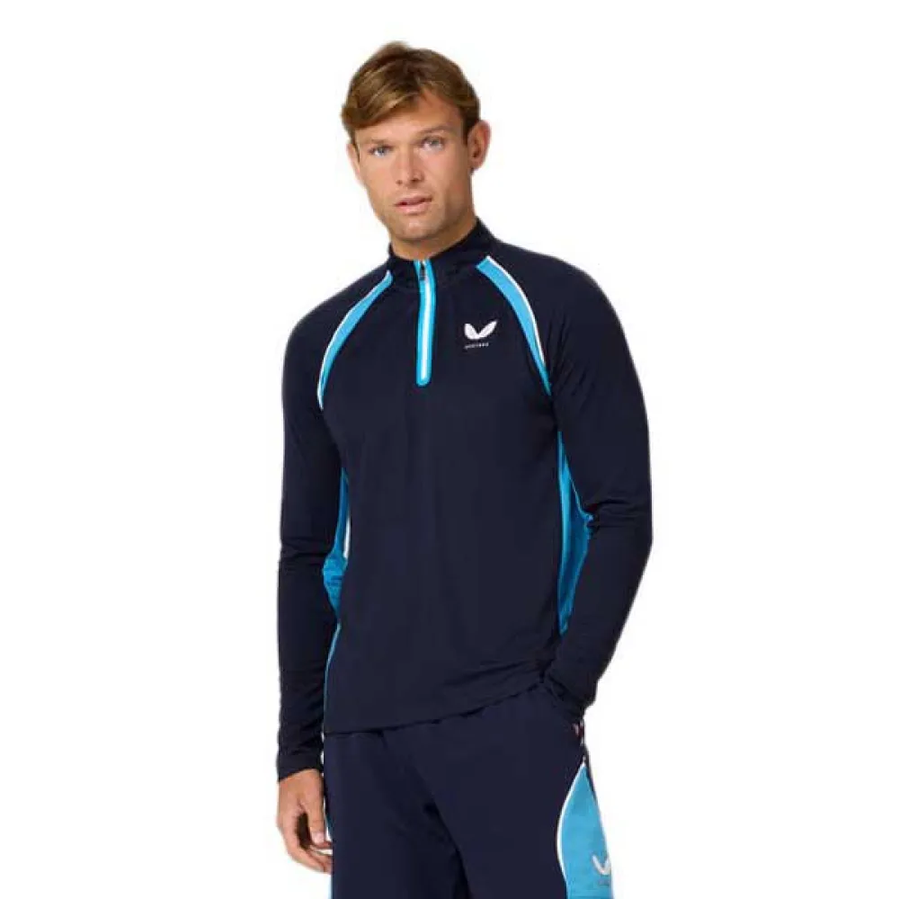 

Лонгслив Castore AMC Aeromesh half zip, синий