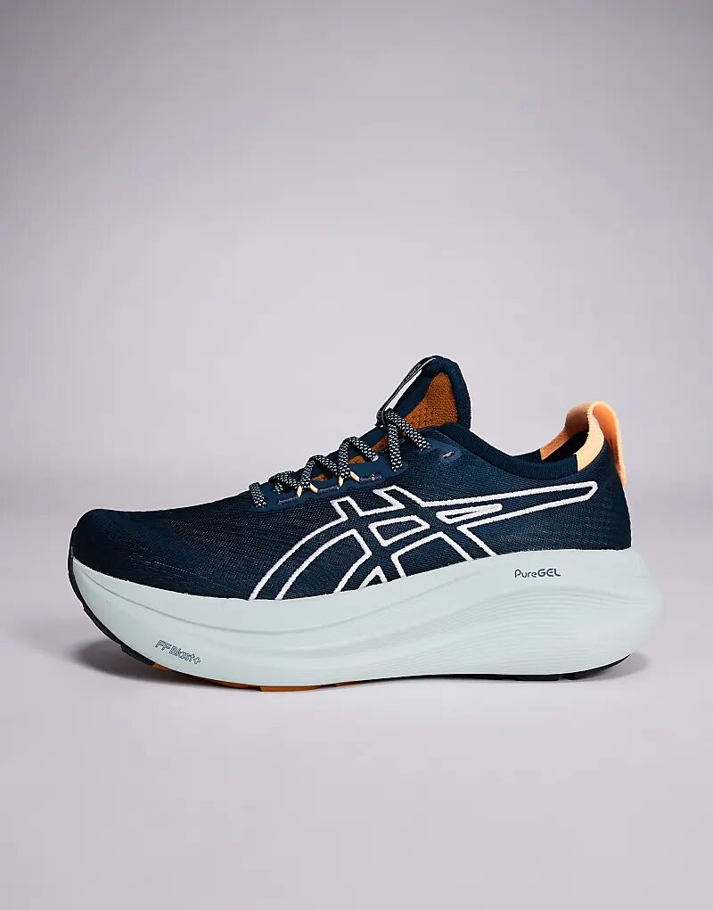 Кроссовки для бега Asics Gel-Nimbus 27 Tr в каменном и сине-зеленом цветах — фото 2