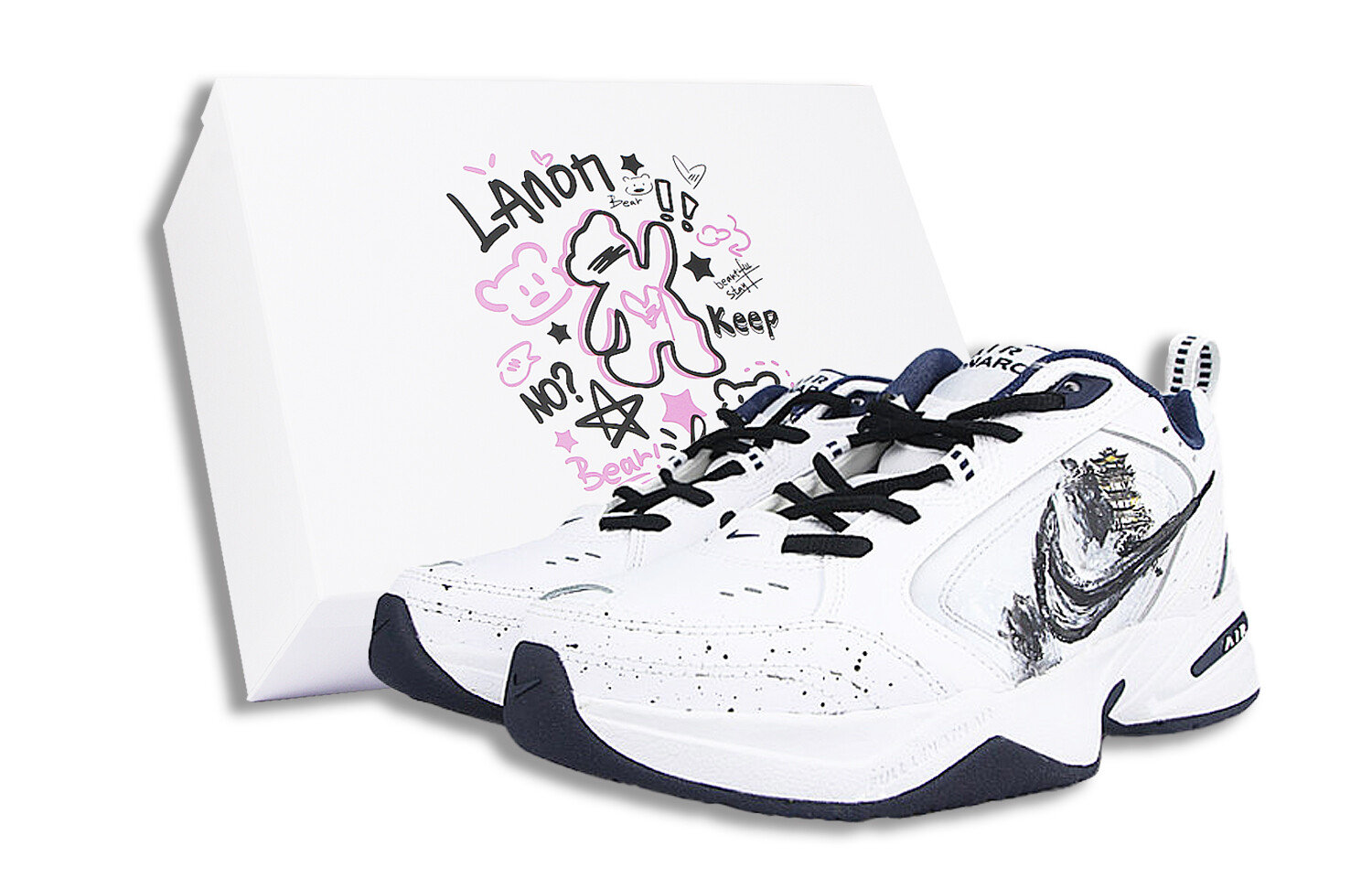 

Кроссовки Nike Air Monarch 4 Chunky Sneakers Unisex Low-top Black, черный/белый