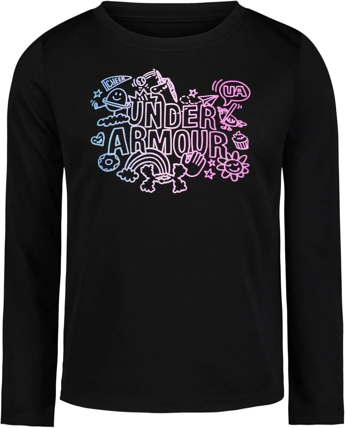 Детская футболка с длинным рукавом Under Armour, Black/Doodle Gradient