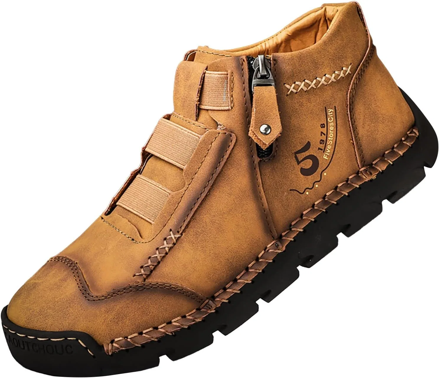 Туфли Shoes Barefoot Shoes Women Men British Large Casual Leather Handmade Foreign Trade Zip Sports Shoes Men Hiking Shoes Size 9 Generic, Gelb