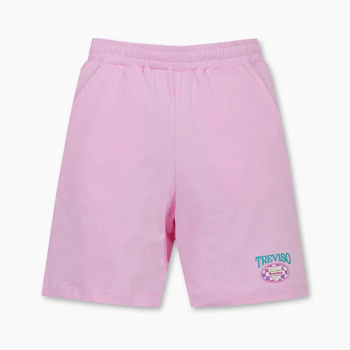 Детские шорты с графическим принтом 4/10 длины розовые от Benetton Kids