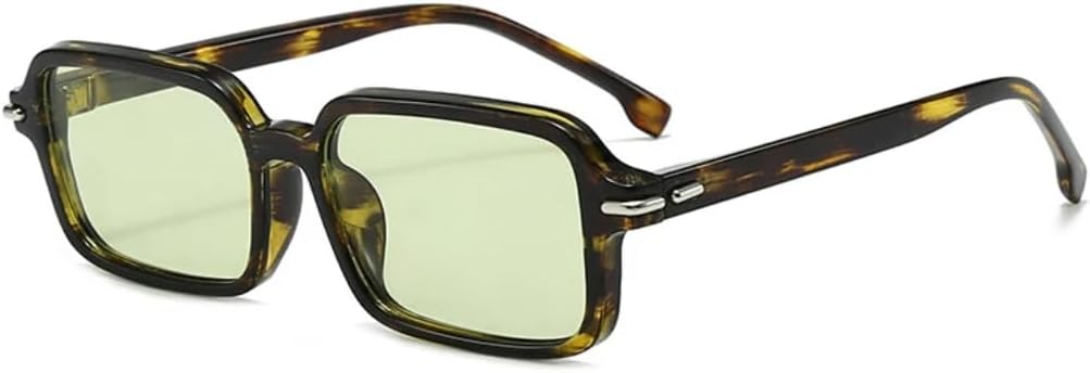 

Модные солнцезащитные очки конфетных цветов для женщин с защитой от УФ-излучения UV400, ретро-заклепками, для мужчин, трендовый леопардовый принт TYUVIVO, Green Stripe Green