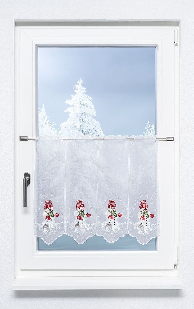 

Панельная штора Plauener Spitze - Снеговик (Ш х В) 211.90см*49см красный/камин красный