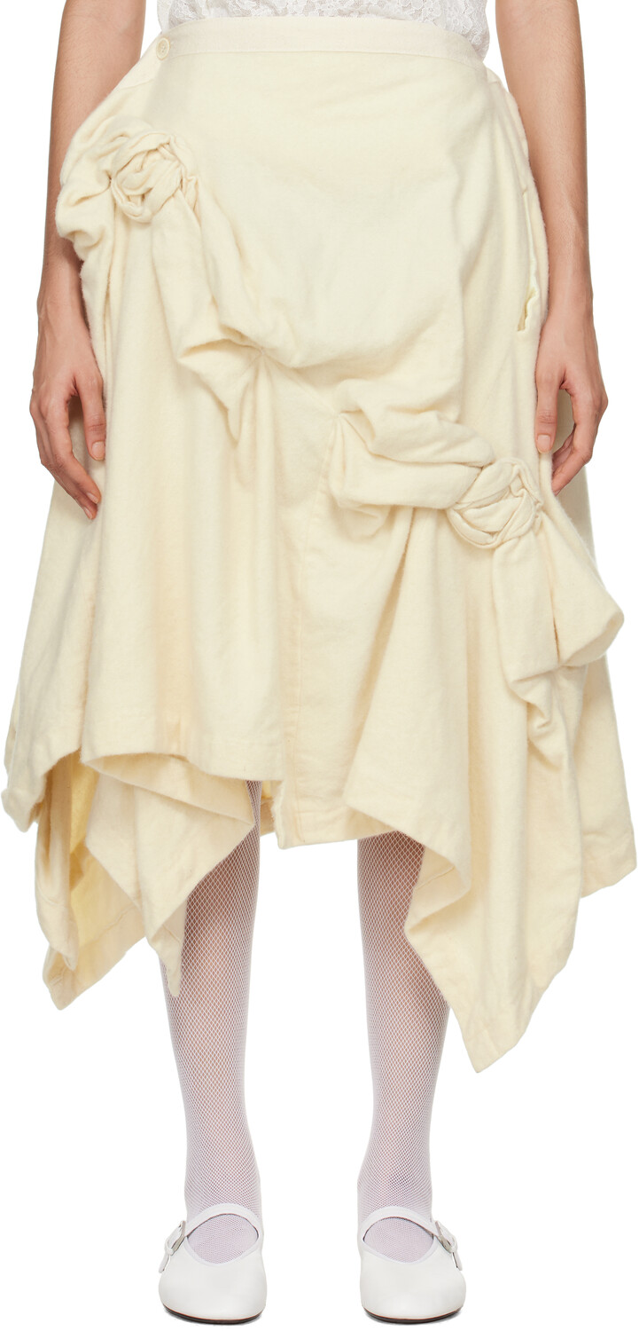 

Юбка миди из шерсти цвета «Off-White» Tao Comme Des Garcons