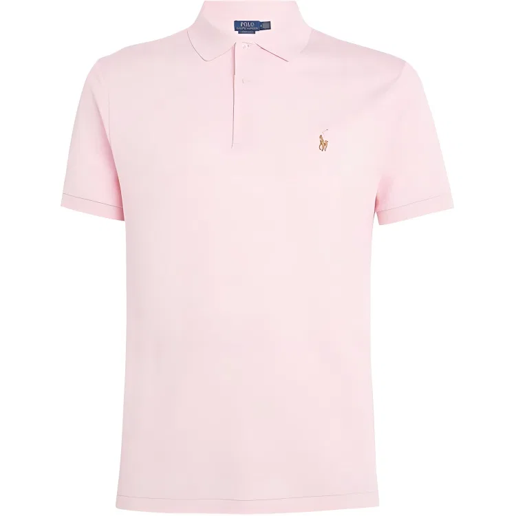 Поло хлопковое с вышивкой логотипа Polo Ralph Lauren розовое