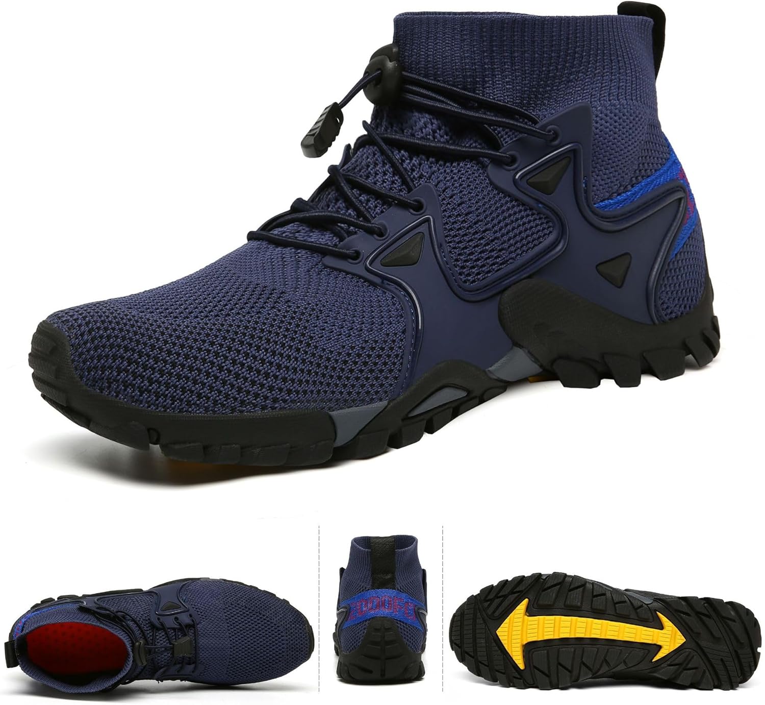 

Мужские походные ботинки Водонепроницаемые Нескользящие Туристические кроссовки Дышащие для кемпинга, рыбалки и прогулок по реке Qacksv, синий
