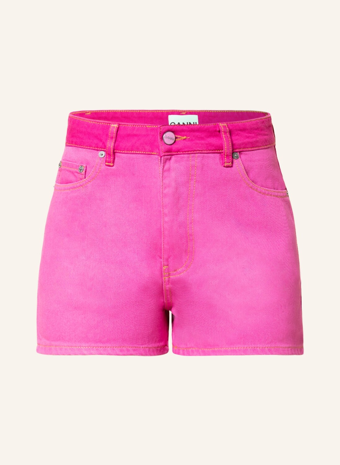 

Джинсовые шорты GANNI, цвет 397 PHLOX PINK