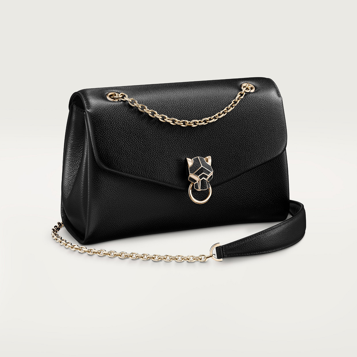 

Женская сумка через плечо Cartier Sac chaine petit modèle, Panthère Graphique de Cartier, черная телячья кожа