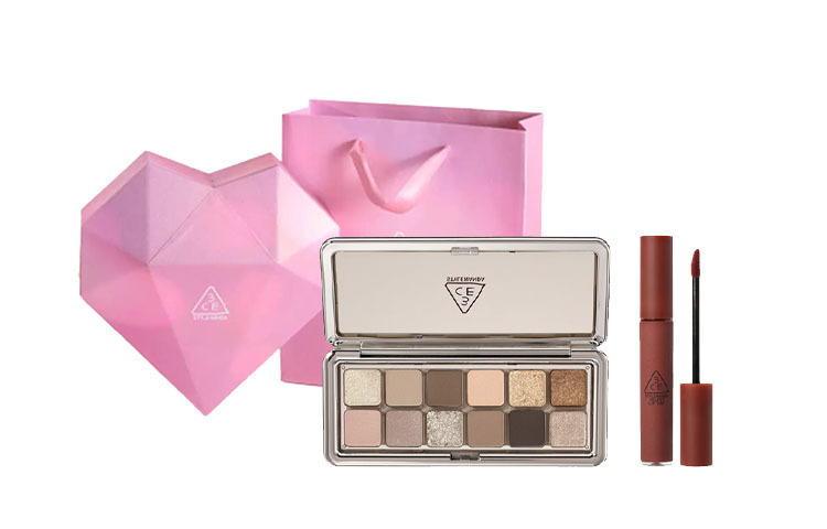 

Набор теней для век и жидкой помады ограниченного выпуска ко Дню святого Валентина, комплект для макияжа с шиммером 3CE