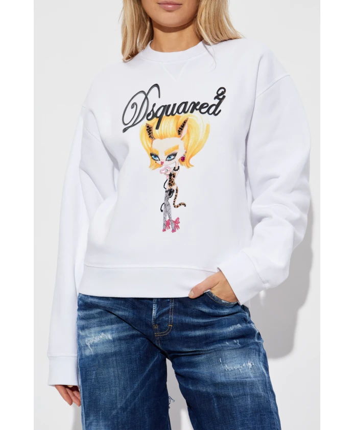 Толстовка с принтом и аппликациями Dsquared2, белый — фото 3