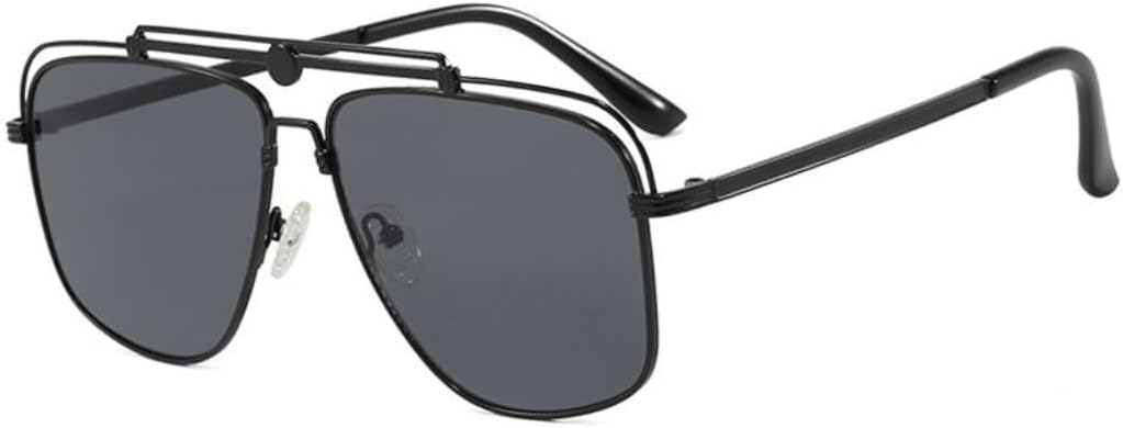 

Винтажные металлические солнцезащитные очки с двойной перемычкой для женщин, популярные в стиле панк, для активного отдыха и вождения, мужские солнцезащитные очки UUPTTPL, Black Black